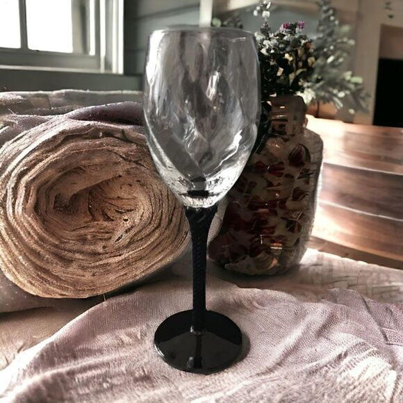 Cristal D Arques Angelique Champagne Flute Wine Glass Black Amethyst Twist Stem. - Picture 16 of 16